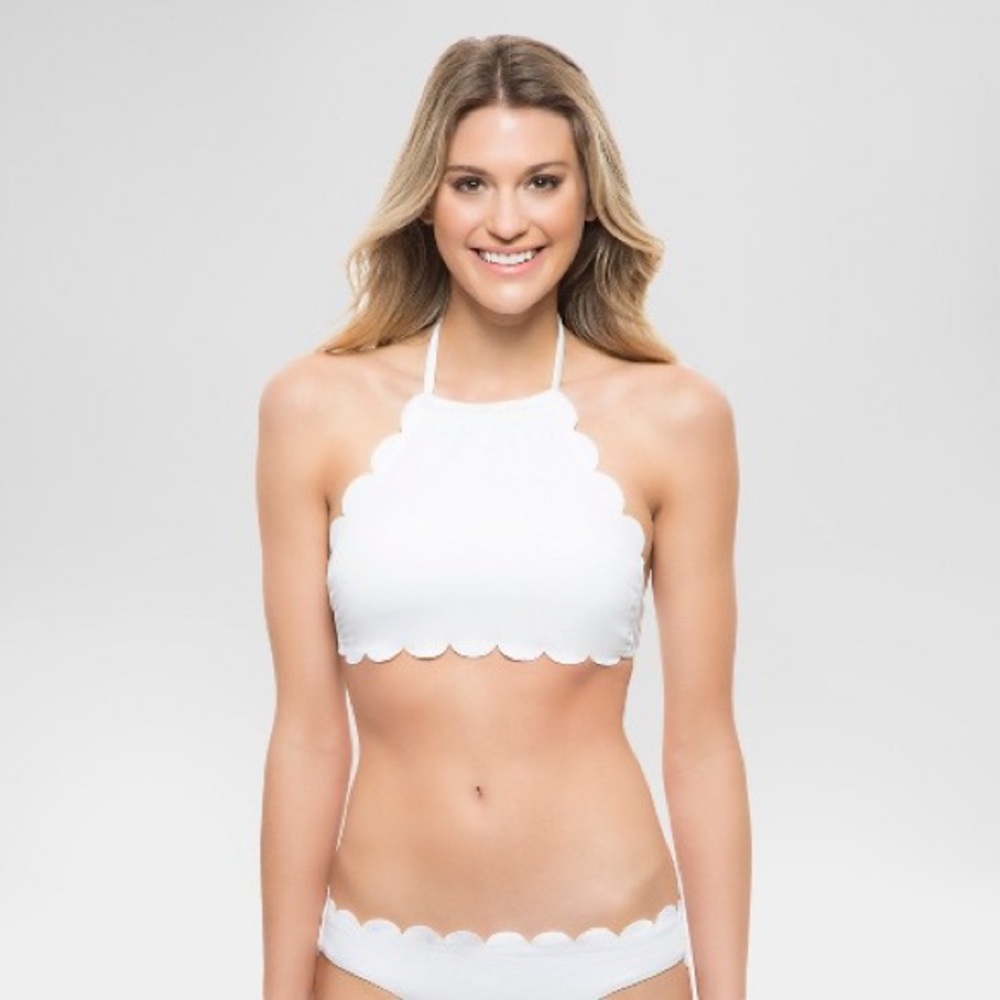 Vanilla Beach White Scalloped Swim Top